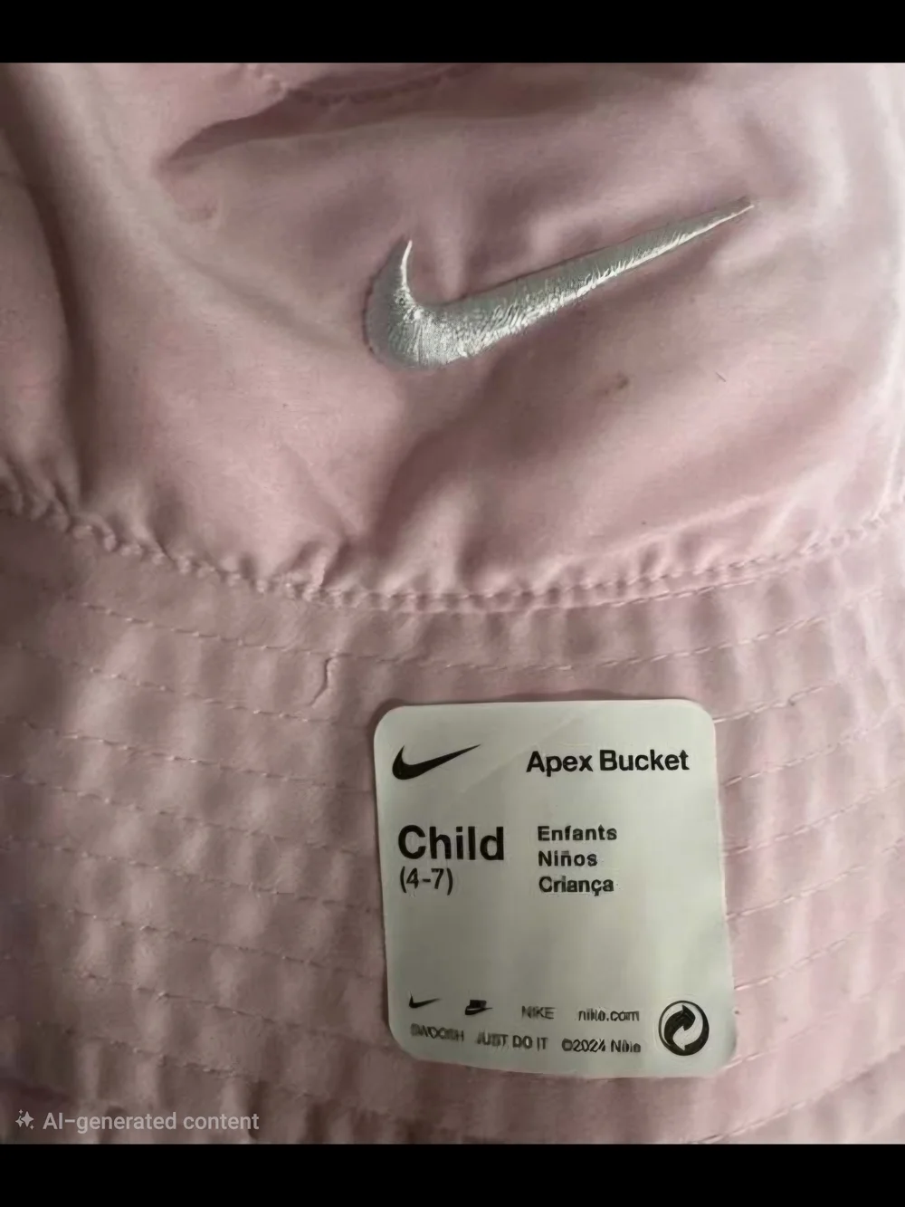 Nike Apex Pink Bucket Hat with White Swoosh Size 4-7